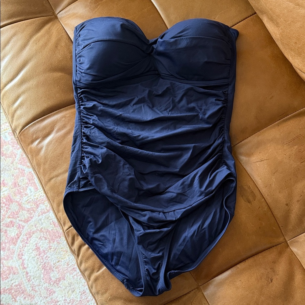 Anne Cole Navy Blue Strapless One-Piece Swimsuit